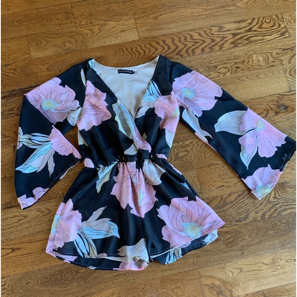 Crystal Doll Black Floral Romper